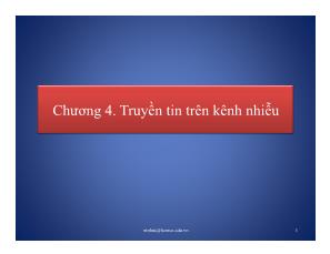 Bài giảng Lý thuyết thông tin (Information Theory) - Chương 4. Truyền tin trên kênh nhiễu - Nguyễn Thành Nhựt