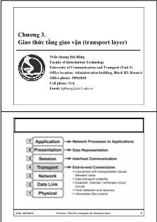 Bài giảng Mạng máy tính - Chương 3: Giao thức tầng giao vận (transport layer) - Trần Quang Hải Bằng