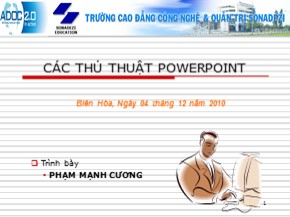 Bài giảng Microsoft Power Point: Các thủ thuật PowerPoint - Phạm Mạnh Cương