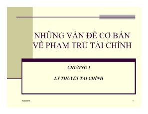 Bài giảng môn học Tài chính tiền tệ - Chương 1: Những vấn đề cơ bản về phạm trù tài chính