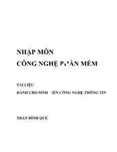 Bài giảng Nhập môn công nghệ phần mềm - Trần Đình Quế