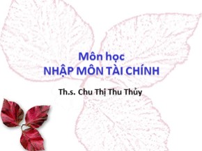 Bài giảng Nhập môn tài chính - Chương 1: Tổng quan về tài chính doanh nghiệp - Chu Thị Thu Thủy