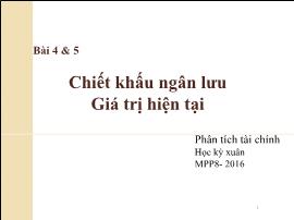 Bài giảng Phân tích Tài chính - Bài 4 & 5 Chiết khấu ngân lưu Giá trị hiện tại - Nguyễn Xuân Thành