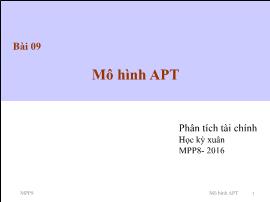 Bài giảng Phân tích Tài chính - Bài 9: Mô hình APT - Nguyễn Xuân Thành