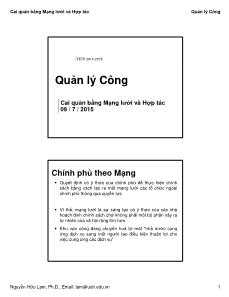 Bài giảng Quản lý Công - Chương 4: Cai quản bằng Mạng lưới và Hợp tác - Nguyễn Hữu Lam