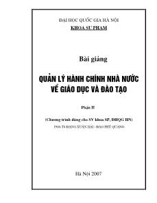 Bài giảng Quản lý hành chính nhà nước về giáo dục và đào tạo