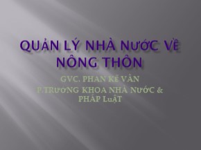 Bài giảng Quản lý nhà nước về nông thôn - Phan Kế Vân