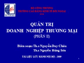 Bài giảng Quản trị doanh nghiệp thương mại (Phần II)