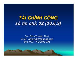 Bài giảng Tài chính công - Chương 1: Tổng quan về tài chính công - Vũ Xuân Thuỷ