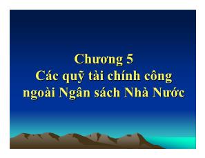 Bài giảng Tài chính công - Chương 5: Các quỹ tài chính công ngoài Ngân sách Nhà Nước - Vũ Xuân Thuỷ