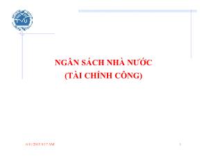 Bài giảng Tài chính tiền tệ - Chương 2: Ngân sách nhà nước (Tài chính công)