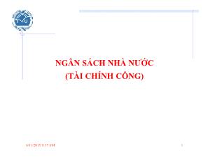 Bài giảng Tài chính tiền tệ - Chương 2: Ngân sách nhà nước (Tài chính công)