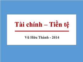 Bài giảng Tài chính-Tiền tệ - Chương 5: Bảo hiểm - Vũ Hữu Thành