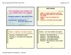 Bài giảng Thị trường tài chính và các định chế tài chính - Phần I: Những vấn đề cơ bản - Chương 1: Hệ thống tài chính - Nguyễn Anh Vũ