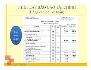 Bài giảng Thiết lập Báo cáo tài chính (Bảng cân đối kế toán)