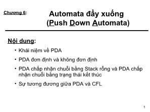 Bài giảng Tin học lý thuyết - Chương 6:Automata đẩy xuống (Push Down Automata)