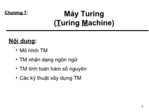Bài giảng Tin học lý thuyết - Chương 7: Máy Turing (Turing Machine)