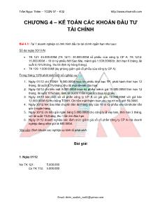 Bài tập Kế toán tài chính - Chương 4: Kế toán các khoản đầu tư tài chính - Trần Ngọc Thiện