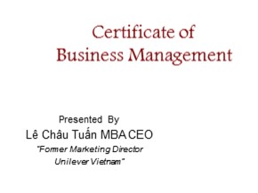 Certificate of Business Management - Lê Châu Tuấn