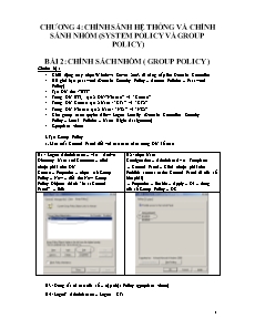 Chính sánh hệ thống và chính sánh nhóm (System Policy và Group Policy)