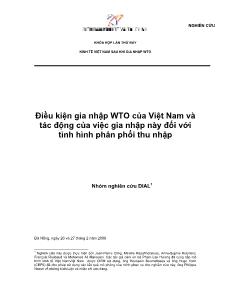 Điều kiện gia nhập WTO của Việt Nam và tác động của việc gia nhập này đối với tình hình phân phối thu nhập