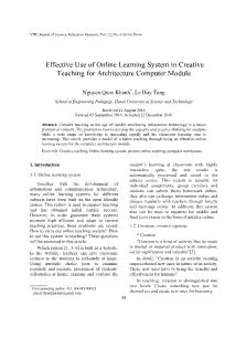 Effective Use of Online Learning System in Creative Teaching for Architecture Computer Module