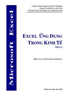 Excel ứng dụng trong kinh tế - Trần Thanh Phong (Phần 2)