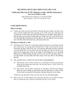 Hệ thống chuẩn mực kiểm toán Việt Nam - Chuẩn mực kiểm toán số 710: Thông tin so sánh – Dữ liệu tương ứng và Báo cáo tài chính so sánh