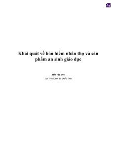 Khái quát về bảo hiểm nhân thọ và sản phẩm an sinh giáo dục