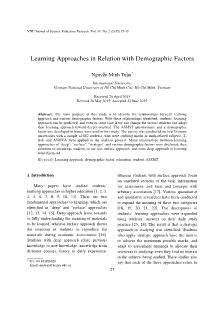 Learning Approaches in Relation with Demographic Factors
