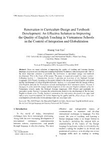 Renovation in Curriculum Design and Textbook Development: An Effective Solution to Improving the Quality of English Teaching in Vietnamese Schools in the Context of Integration and Globalization