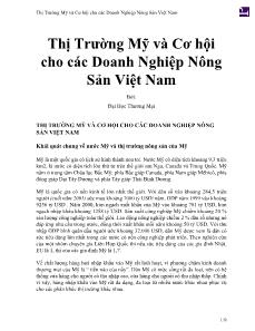 Thị Trường Mỹ và Cơ hội cho các Doanh Nghiệp Nông Sản Việt Nam