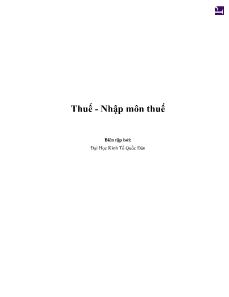 Thuế - Nhập môn thuế