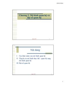 Bài giảng Cơ sở dữ liệu - Chương 2: Mô hình quan hệ và đại số quan hệ - Nguyễn Thanh Trường