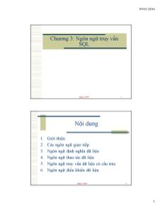 Bài giảng Cơ sở dữ liệu - Chương 3: Ngôn ngữ truy vấn SQL - Nguyễn Thanh Trường