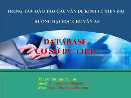 Bài giảng Cơ sở dữ liệu - Chương I: Các khái niệm cơ bản - Đỗ Thị Kim Thành