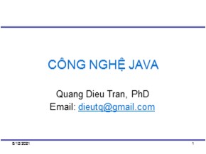 Bài giảng Công nghệ Java - Chương 0: Giới thiệu môn học - Trần Quang Diệu