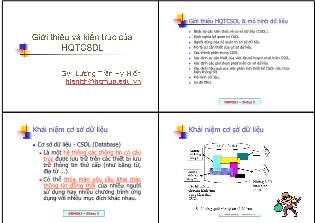 Bài giảng Hệ quản trị cơ sở dữ liệu - Chương 1: Giới thiệu Hệ quản trị cơ sở dữ liệu & mô hình dữ liệu - Lương Trần Hy Hiến