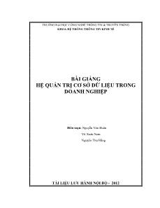 Bài giảng Hệ quản trị cơ sở dữ liệu trong doanh nghiệp (Phần 1)