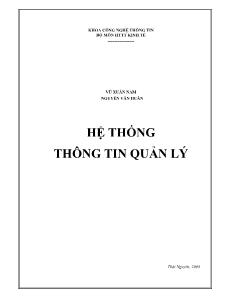 Bài giảng Hệ thống thông tin quản lý - Vũ Xuân Nam (Phần 1)