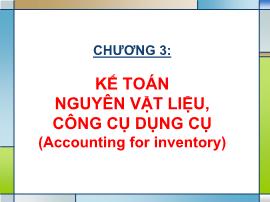 Bài giảng Kế toán tài chính - Chương 3: Kế toán nguyên vật liệu, công cụ dụng cụ (Accounting for inventory)