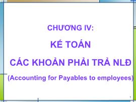 Bài giảng Kế toán tài chính - Chương 4: Kế toán các khoản phải trả người lao động (Accounting for Payables to employees)