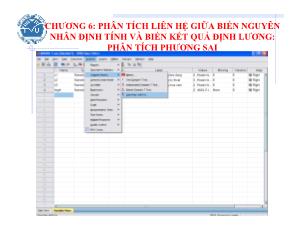 Bài giảng Khai phá dữ liệu (Data mining) - Chương 6: Phân tích liên hệ giữa biến nguyên nhân định tính và biến kết quả định lương: phân tích phương sai