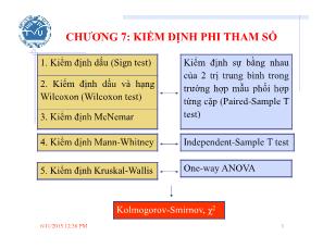 Bài giảng Khai phá dữ liệu (Data mining) - Chương 7: Kiểm định phi tham số