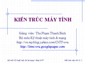 Bài giảng Kiến trúc máy tính - Chương 3: Các phép toán trên máy tính - Phạm Thanh Bình