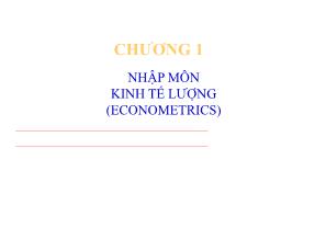 Bài giảng Kinh tế lượng - Chương 1: Nhập môn kinh tế lượng (Econometrics)