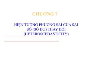 Bài giảng Kinh tế lượng - Chương 7: Hiện tượng phương sai của sai số (số dư) thay đổi (Heteroscedasticity)