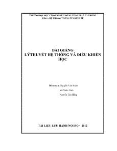 Bài giảng Lý thuyết hệ thống và điều khiển học - Nguyễn Văn Huân (Phần 1)