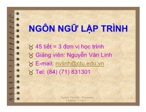 Bài giảng Ngôn ngữ lập trình - Nguyễn Văn Linh