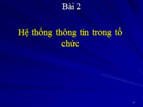 Bài giảng Nhập môn hệ thống thông tin - Bài 2: Hệ thống thông tin trong tổ chức